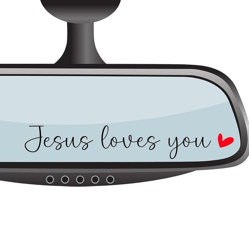 CIKTCOKO 4 x Jesus Loves You Rearview Mirror Decal,Car Stickers For Women,Automotive Rear View Mirror Sticker,Jesus Car Window Decal,Vanity Mirror Decal,Car Accessory Interior,Water Bottle Tumblers Sticker - Image 1